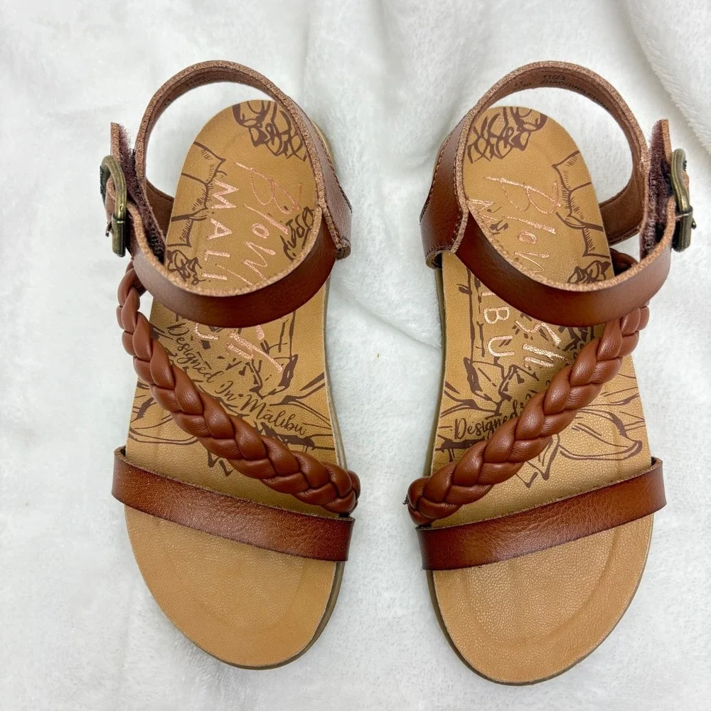 Blowfish Malibu Kids 11 Brown Braided Strap Sandals Boho Beach Summer Resort Fun